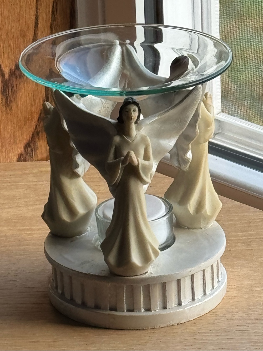 Angel Trio Glass Top Oil Burner - Cream